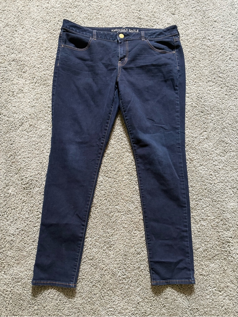 American Eagle Jeggings Super Stretch Womens Size 16 Mid Rise Dark Wash